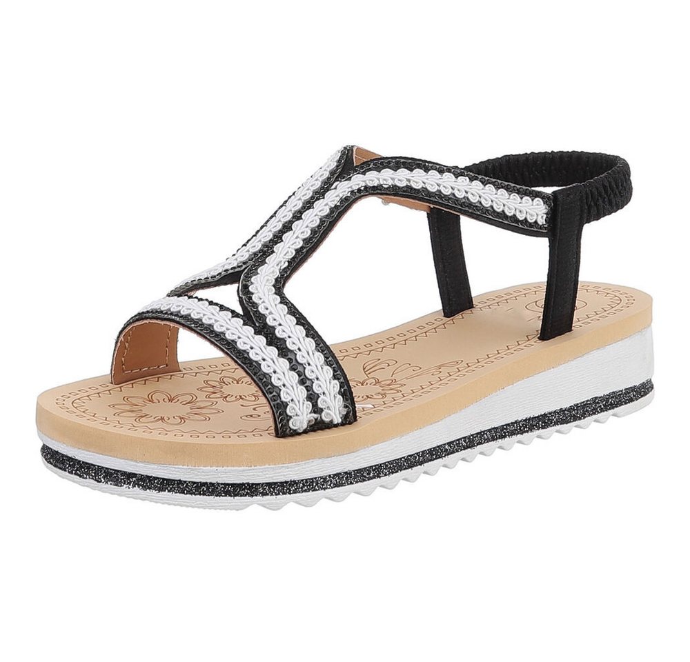 Ital-Design Bequeme Damen-Sandalen mit elegantem Design für den Sommer Riemchensandalette (89542523) Keilabsatz/Wedge Keilsandaletten in Schwarz