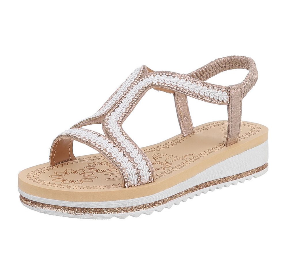Ital-Design Bequeme Damen-Sandalen mit elegantem Design für den Sommer Riemchensandalette (89542530) Keilabsatz/Wedge Keilsandaletten in Beige