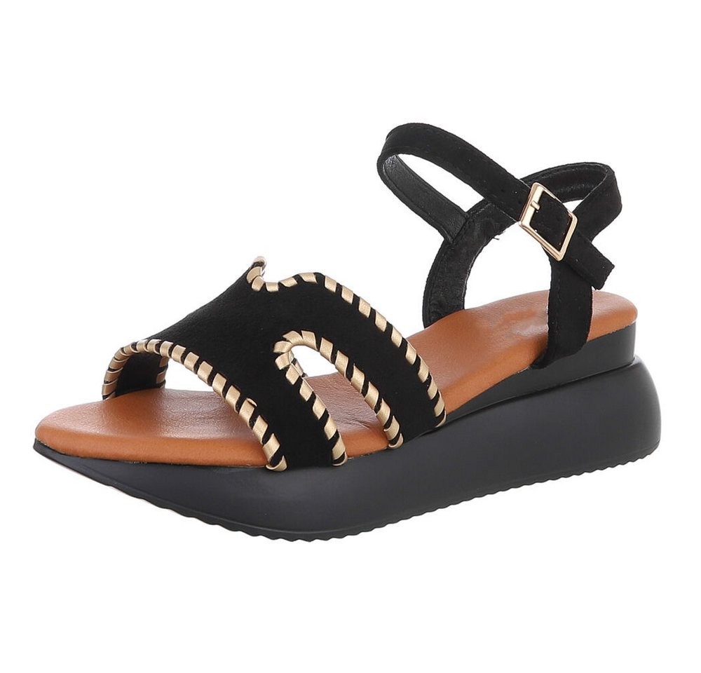 Ital-Design Bequeme Damen-Sandalen mit elegantem Design und Absatz Plateausandaletten (89542342) Keilabsatz/Wedge Keilsandaletten in Schwarz