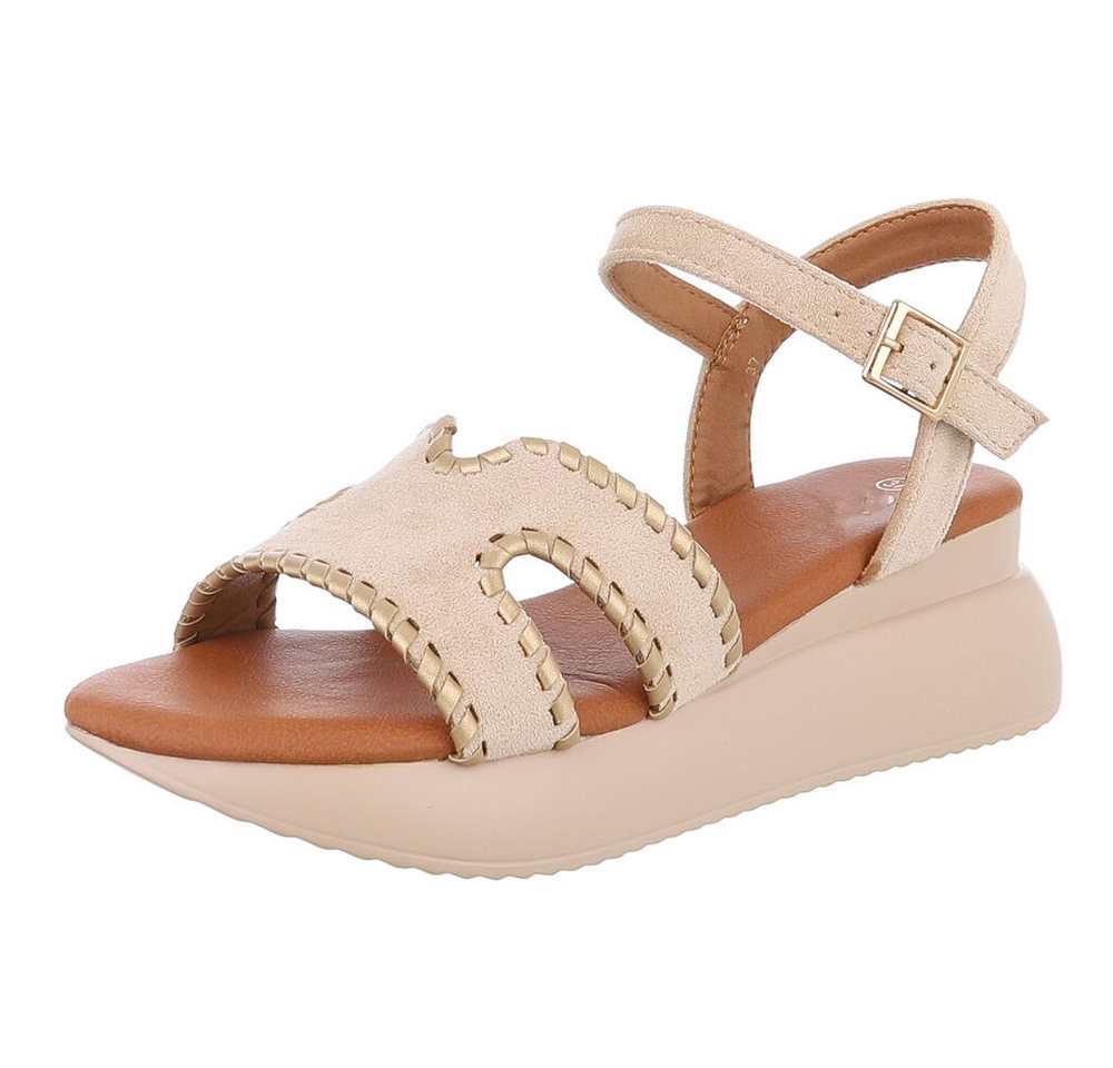 Ital-Design Bequeme Damen-Sandalen mit elegantem Design und Absatz Plateausandaletten (89542352) Keilabsatz/Wedge Keilsandaletten in Beige