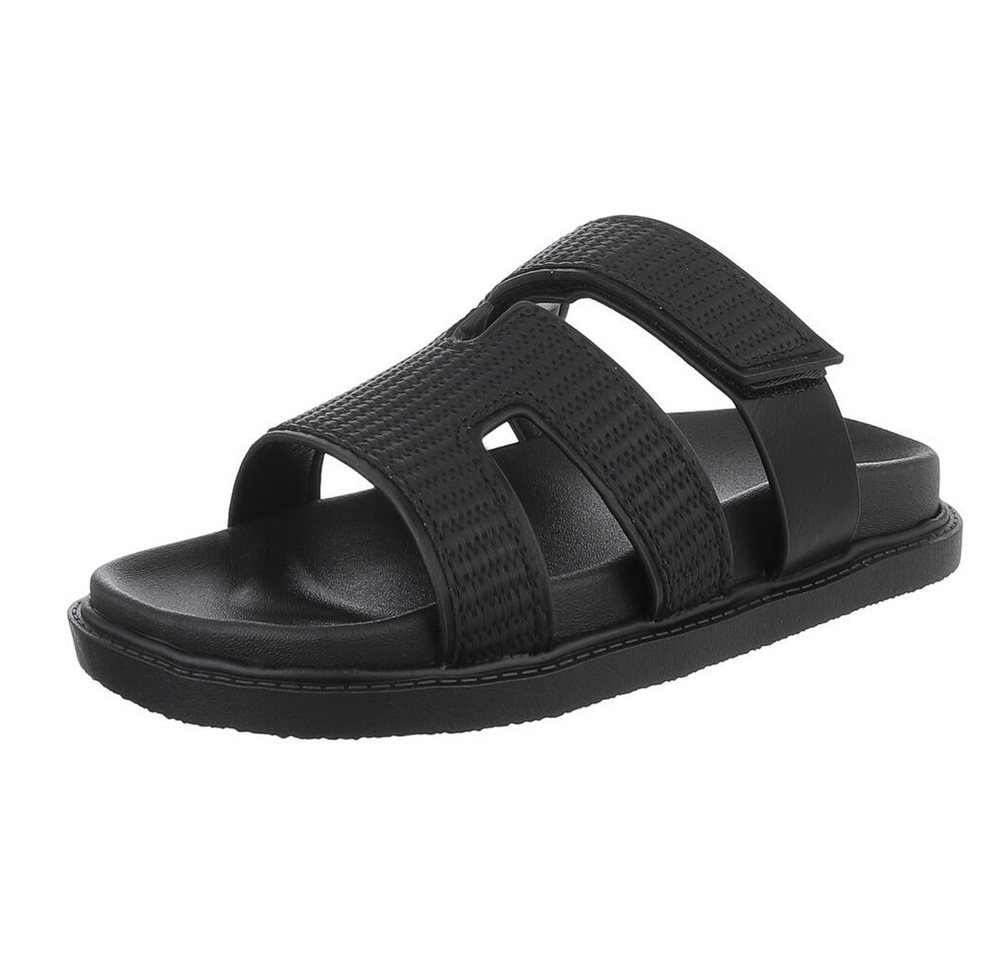 Ital-Design Bequeme Damen-Sandalen mit gepolsteter Innensohle Pantolette (90033093) Flach Pantoletten in Schwarz