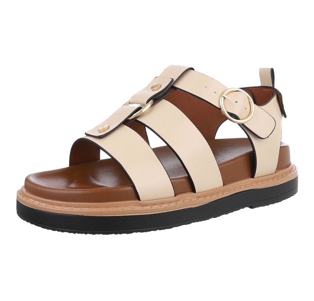 Ital-Design Bequeme Damen-Sandalen mit optimaler Passform Riemchensandalette (89323072) Flach Plateausandaletten in Beige