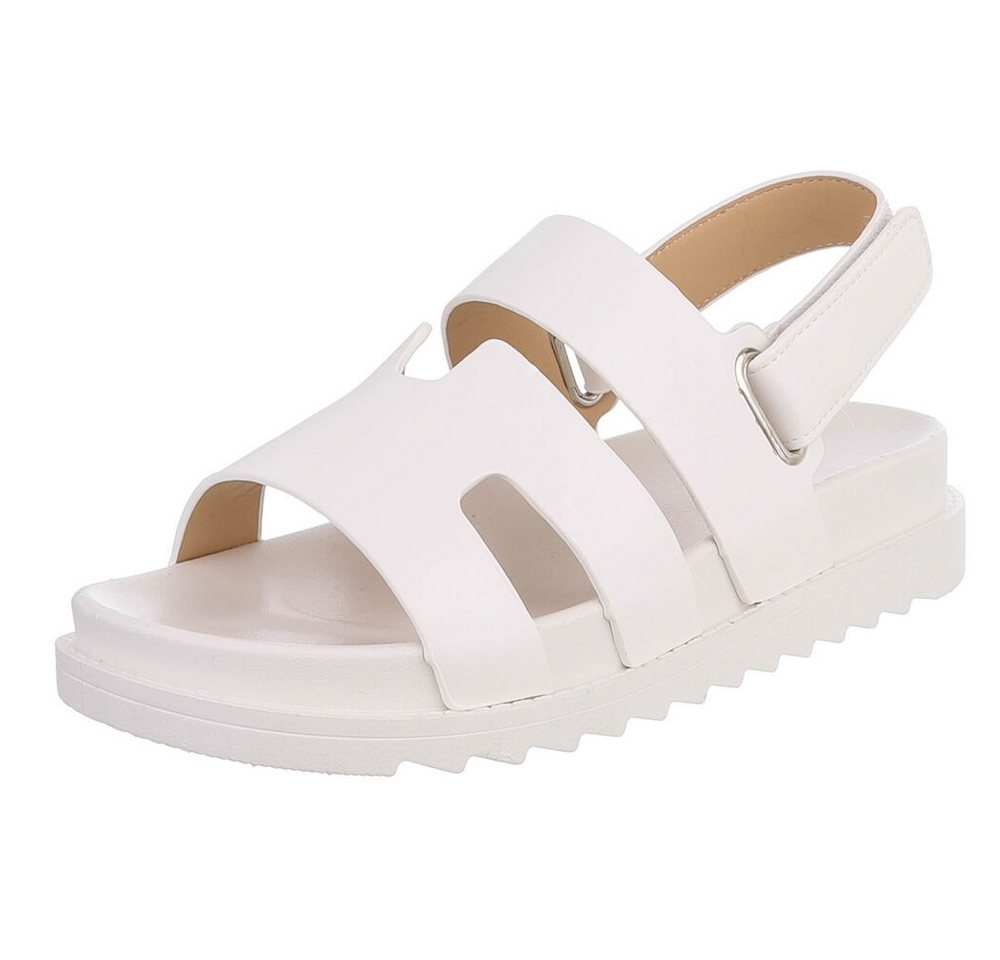 Ital-Design Bequeme Damen Sandalen mit verstellbarem Riemen Riemchensandalette (91512326) Keilabsatz/Wedge Keilsandaletten in Weiß