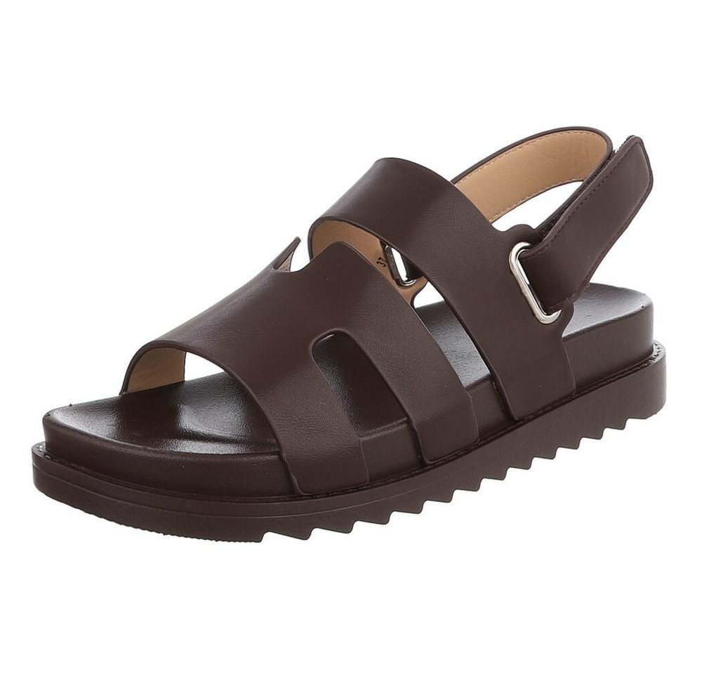Ital-Design Bequeme Damen Sandalen mit verstellbarem Riemen Riemchensandalette (91512340) Keilabsatz/Wedge Keilsandaletten in Braun