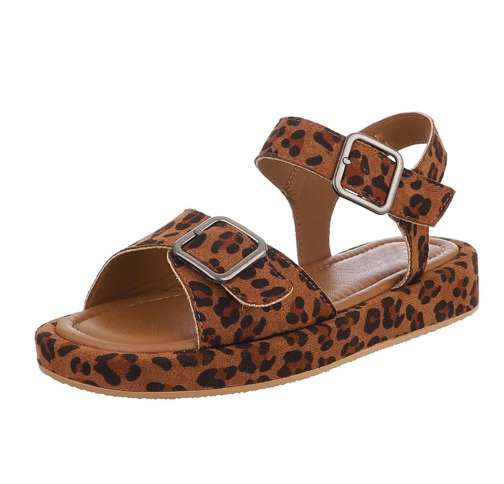 Ital-Design Bequeme Damen-Sandalen mit verstellbaren Riemen Riemchensandalette (89929900) Flach Riemchensandalen in Braun