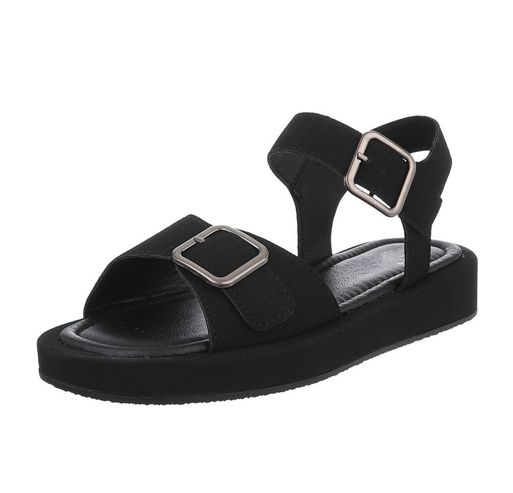 Ital-Design Bequeme Damen-Sandalen mit verstellbaren Riemen Riemchensandalette (89929908) Flach Riemchensandalen in Schwarz