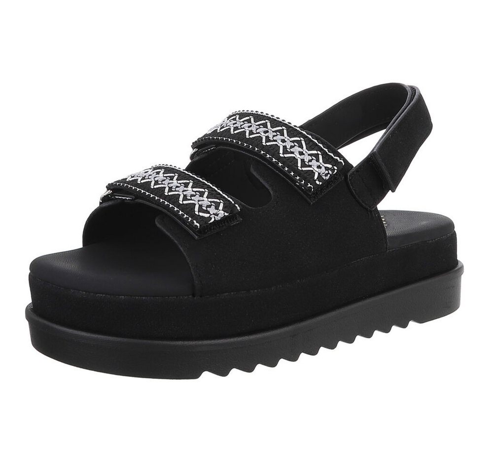 Ital-Design Bequeme Damen-Sandalen mit verstellbaren Riemen, sandfarben Plateausandaletten (89372435) Flach Plateausandaletten in Schwarz