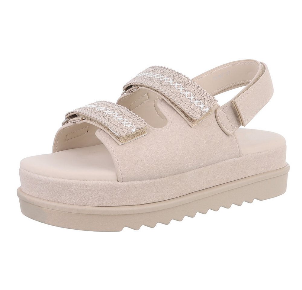 Ital-Design Bequeme Damen-Sandalen mit verstellbaren Riemen, sandfarben Plateausandaletten (89372438) Flach Plateausandaletten in Beige