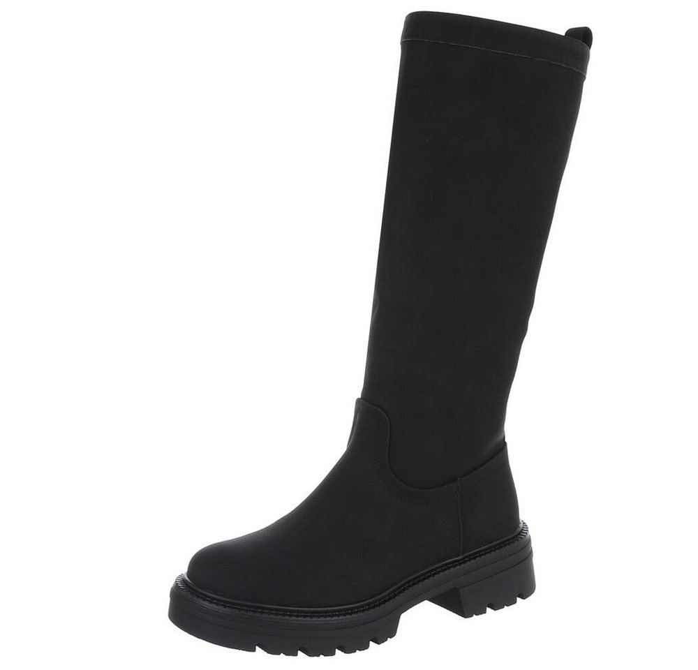 Ital-Design Bequeme Damen Stiefel mit Blockabsatz für Alltag Plateaustiefel (90169516) Blockabsatz Stiefel in Schwarz
