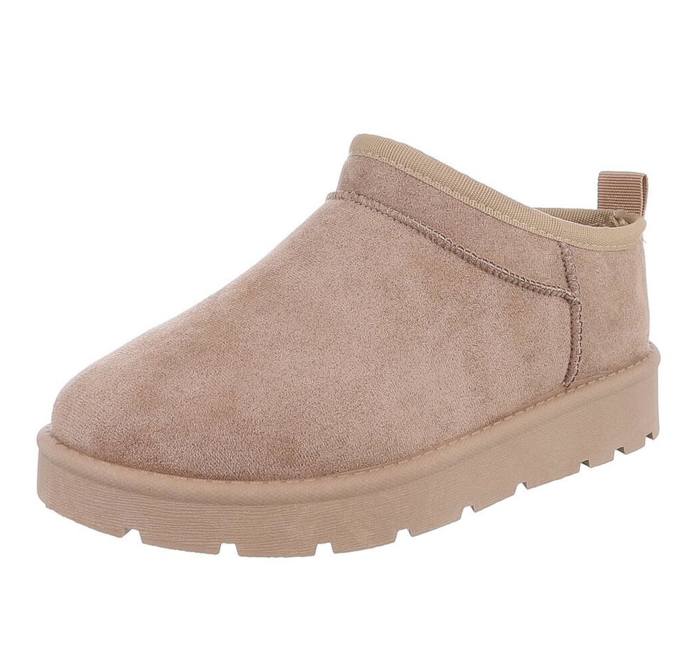 Ital-Design Bequeme Damenfreizeitschuhe mit praktischem Design Snowboots (90624807) Flach Plateaustiefeletten in Hellbraun