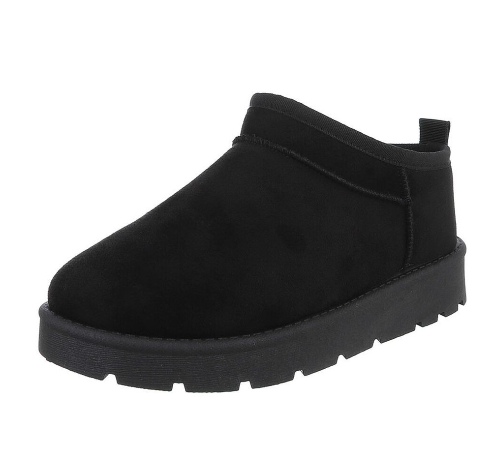 Ital-Design Bequeme Damenfreizeitschuhe mit praktischem Design Snowboots (90624828) Flach Plateaustiefeletten in Schwarz