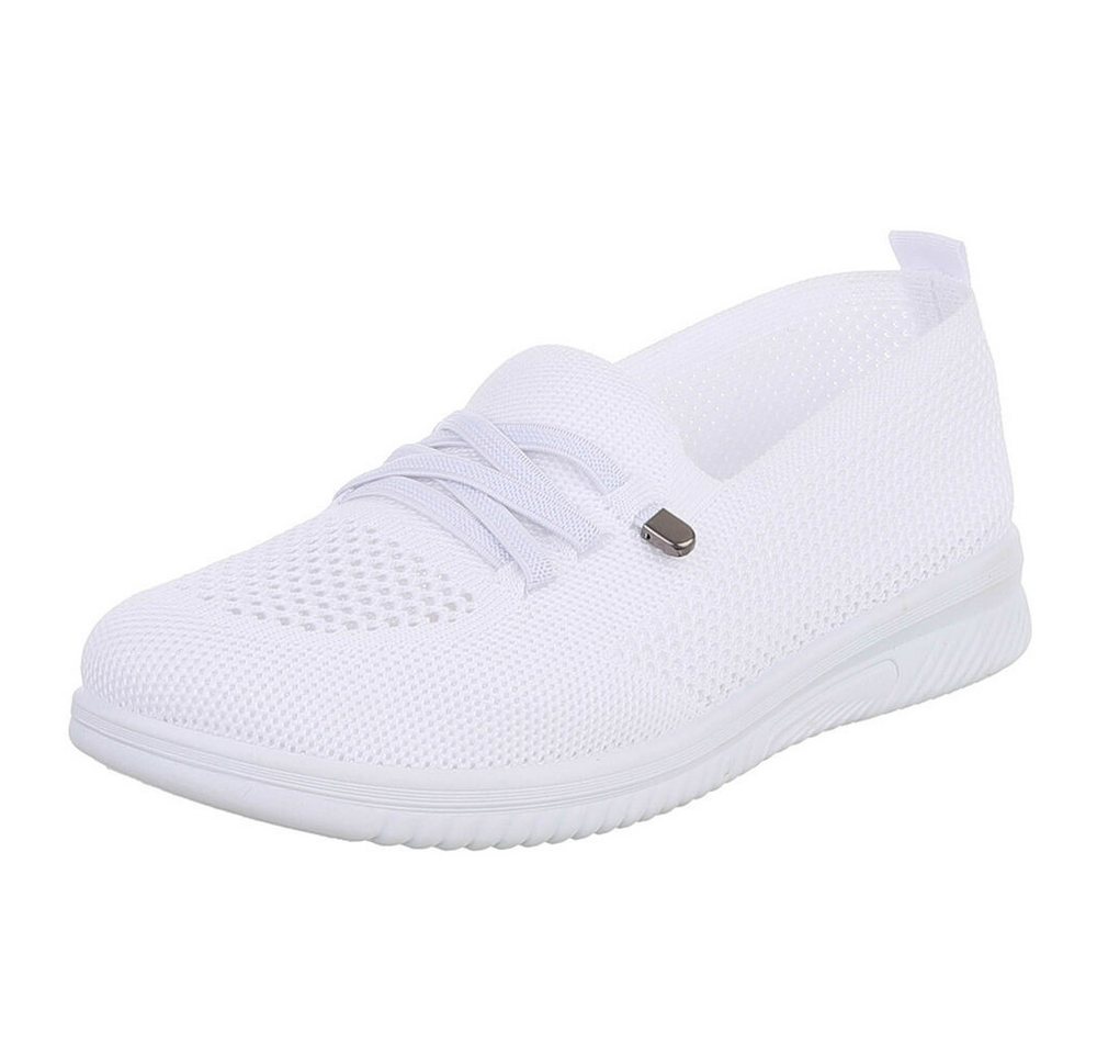 Ital-Design Bequeme Damenschuhe mit atmungsaktivem Mesh-Design Slipper (91554366) Keilabsatz/Wedge Slipper in Weiß