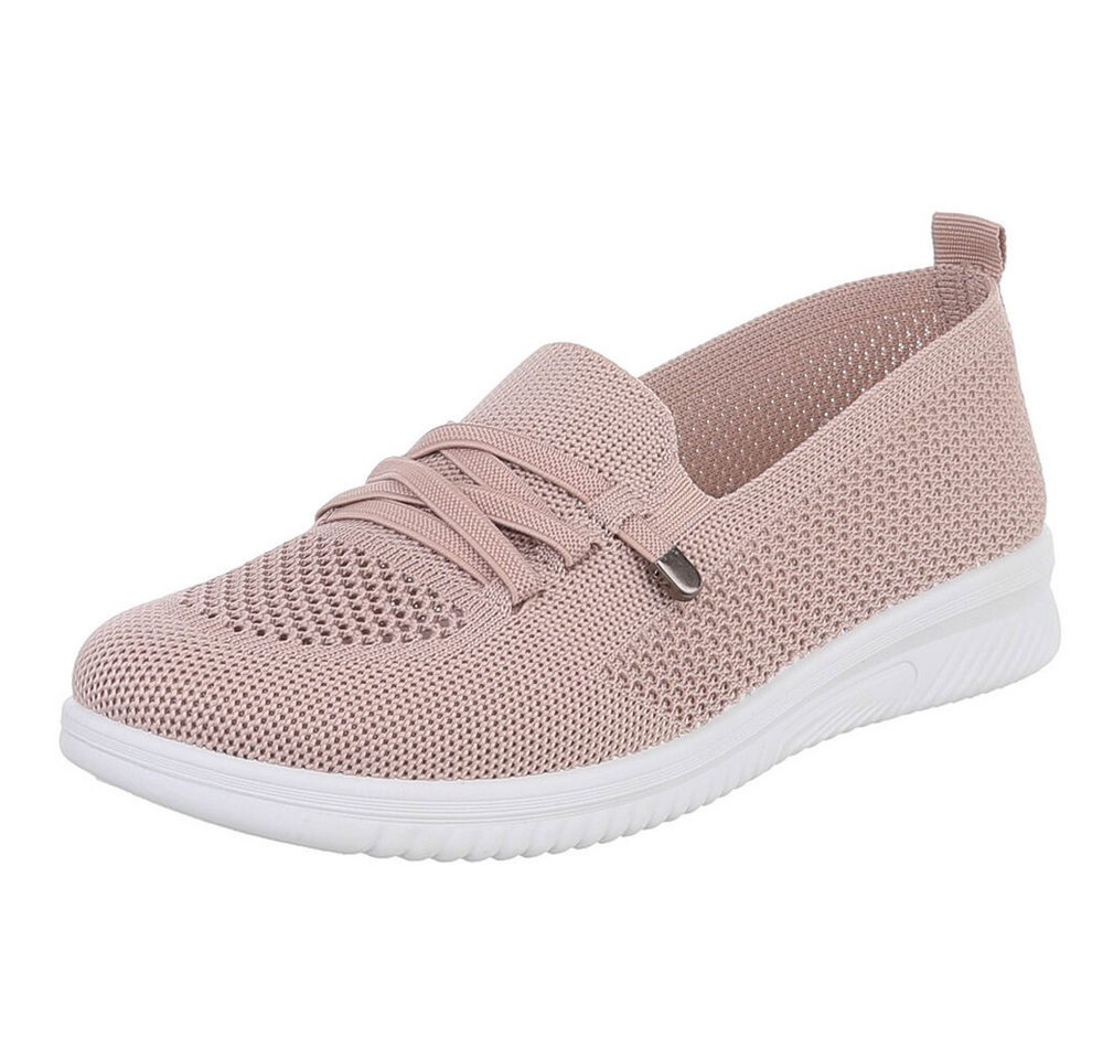 Ital-Design Bequeme Damenschuhe mit atmungsaktivem Mesh-Design Slipper (91554368) Keilabsatz/Wedge Slipper in Altrosa