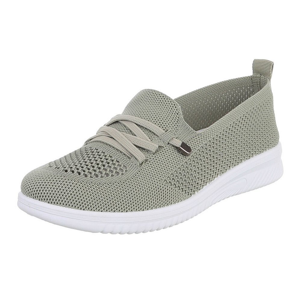 Ital-Design Bequeme Damenschuhe mit atmungsaktivem Mesh-Design Slipper (91554378) Keilabsatz/Wedge Slipper in Hellgrün
