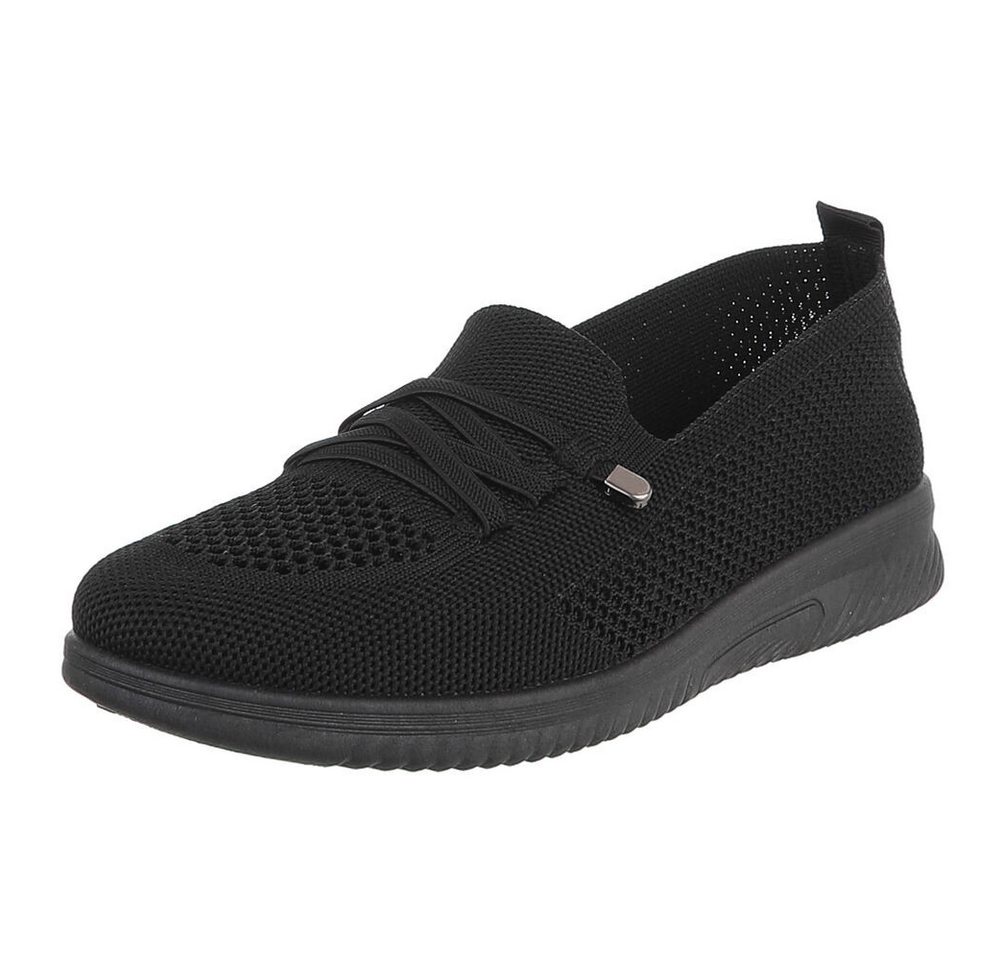 Ital-Design Bequeme Damenschuhe mit atmungsaktivem Mesh-Design Slipper (91554385) Keilabsatz/Wedge Slipper in Schwarz