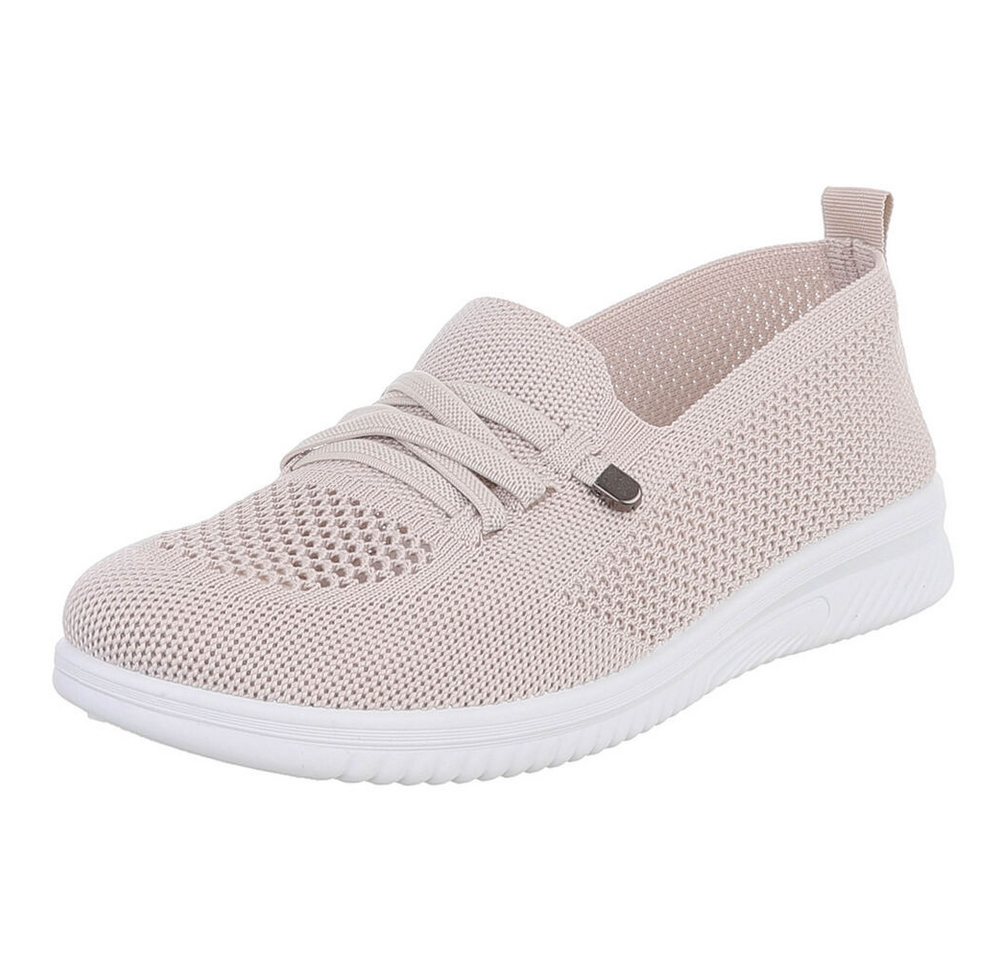 Ital-Design Bequeme Damenschuhe mit atmungsaktivem Mesh-Design Slipper (91554391) Keilabsatz/Wedge Slipper in Beige