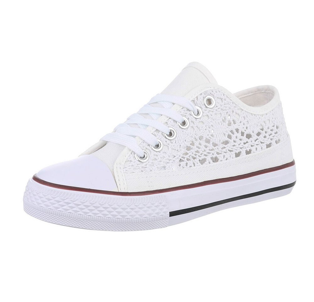 Ital-Design Bequeme Freizeit Sneaker für Damen und Herren Sneaker (89091952) Flach Sneakers Low in Weiß