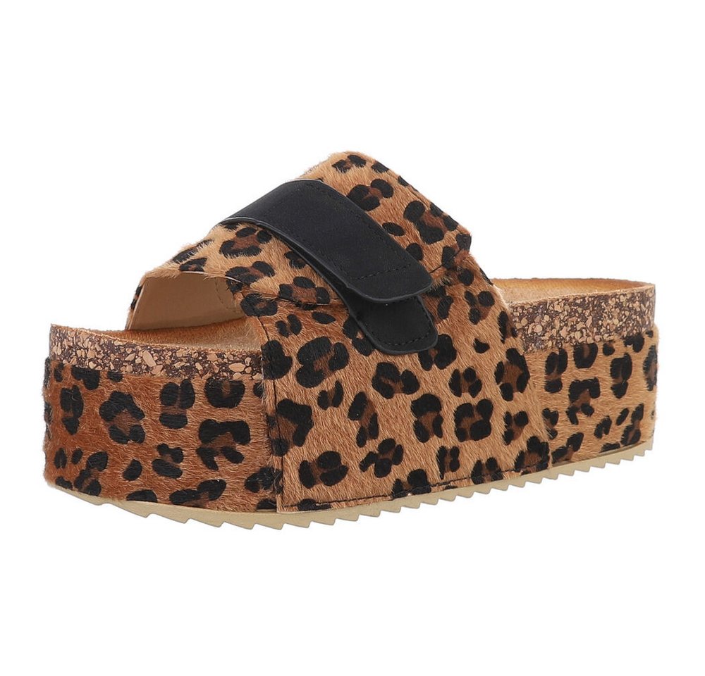 Ital-Design Bequeme Plattformsandalen für den Sommer Plateausandaletten (89319266) Flach Pantoletten in Braun