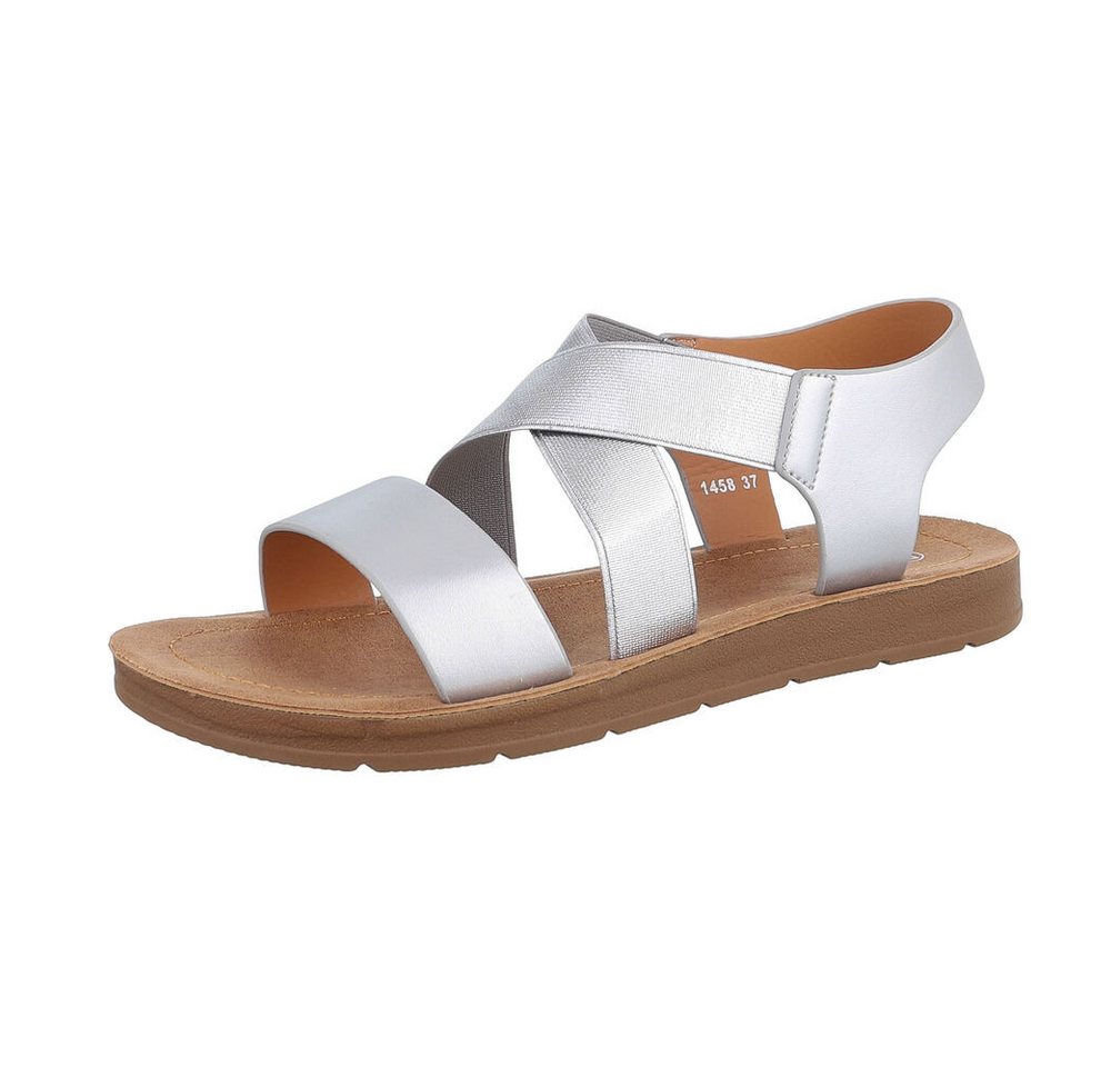 Ital-Design Bequeme Sandalen für den Alltag mit optimaler Passform Riemchensandalette (86345339) Flach Riemchensandalen in Silber