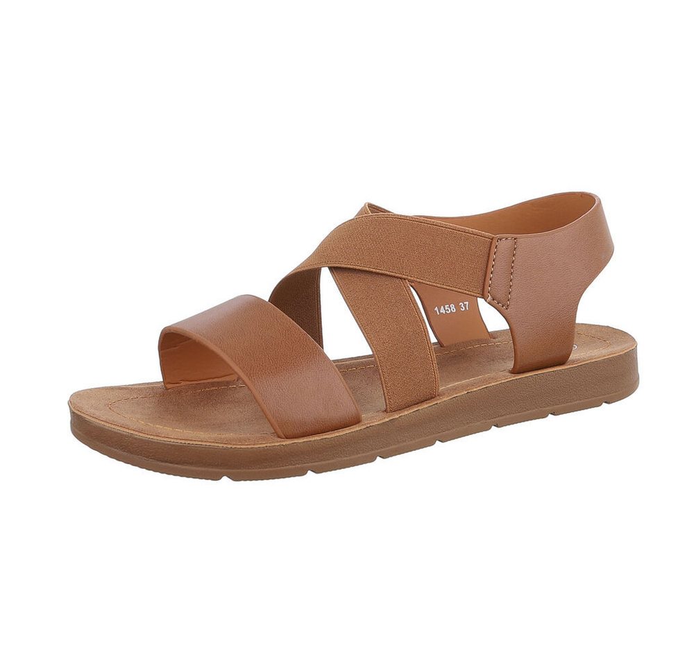 Ital-Design Bequeme Sandalen für den Alltag mit optimaler Passform Riemchensandalette (86345353) Flach Riemchensandalen in Camel
