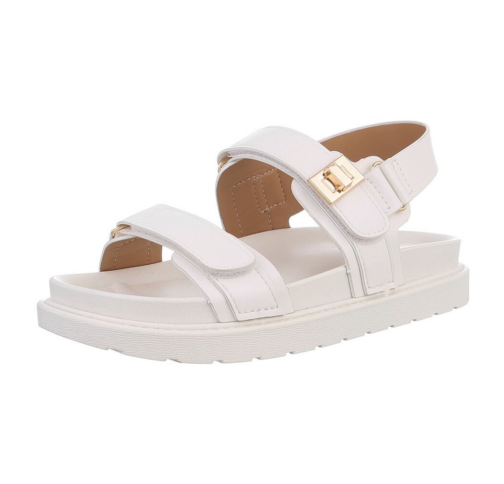 Ital-Design Bequeme Sandalen für den Sommer - Perfekte Alltagsschuhe Riemchensandalette (89322756) Flach Plateausandaletten in Weiß