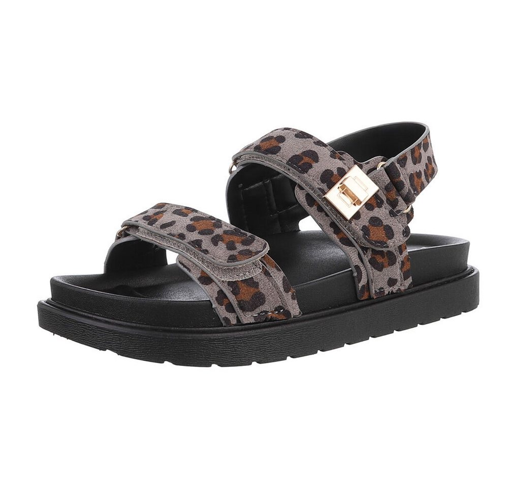 Ital-Design Bequeme Sandalen für den Sommer - Perfekte Alltagsschuhe Riemchensandalette (89322760) Flach Plateausandaletten in Grau