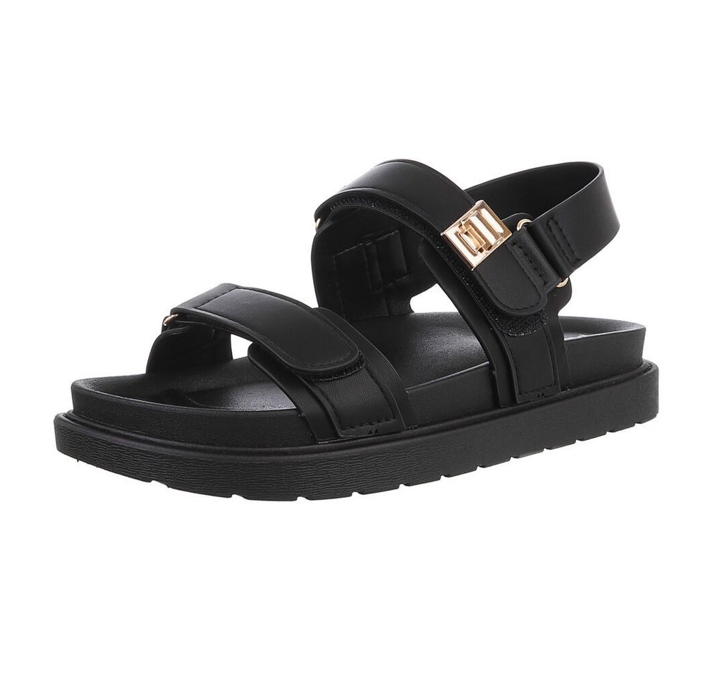 Ital-Design Bequeme Sandalen für den Sommer - Perfekte Alltagsschuhe Riemchensandalette (89322765) Flach Plateausandaletten in Schwarz