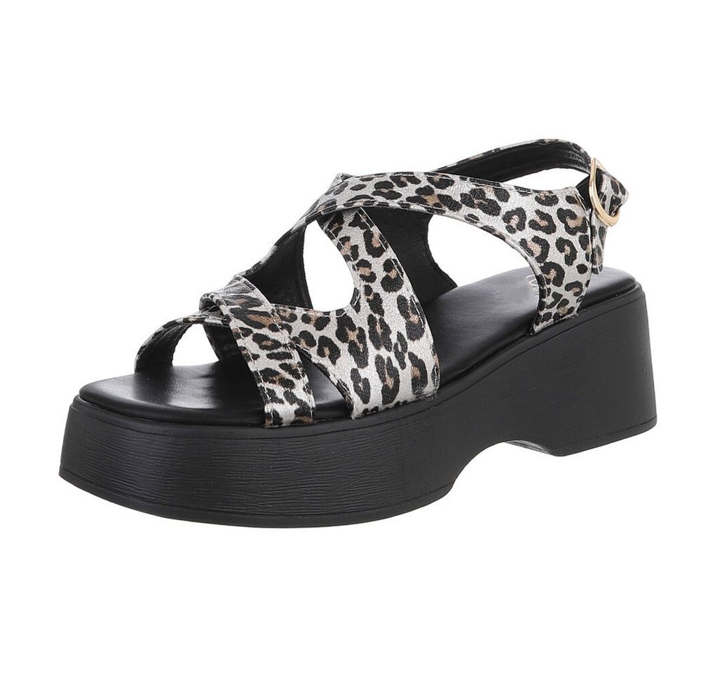 Ital-Design Bequeme Sandalen mit Absatz für Damen im trendigen Design Plateausandaletten (89852471) Blockabsatz Sandalen & Sandaletten in Silber