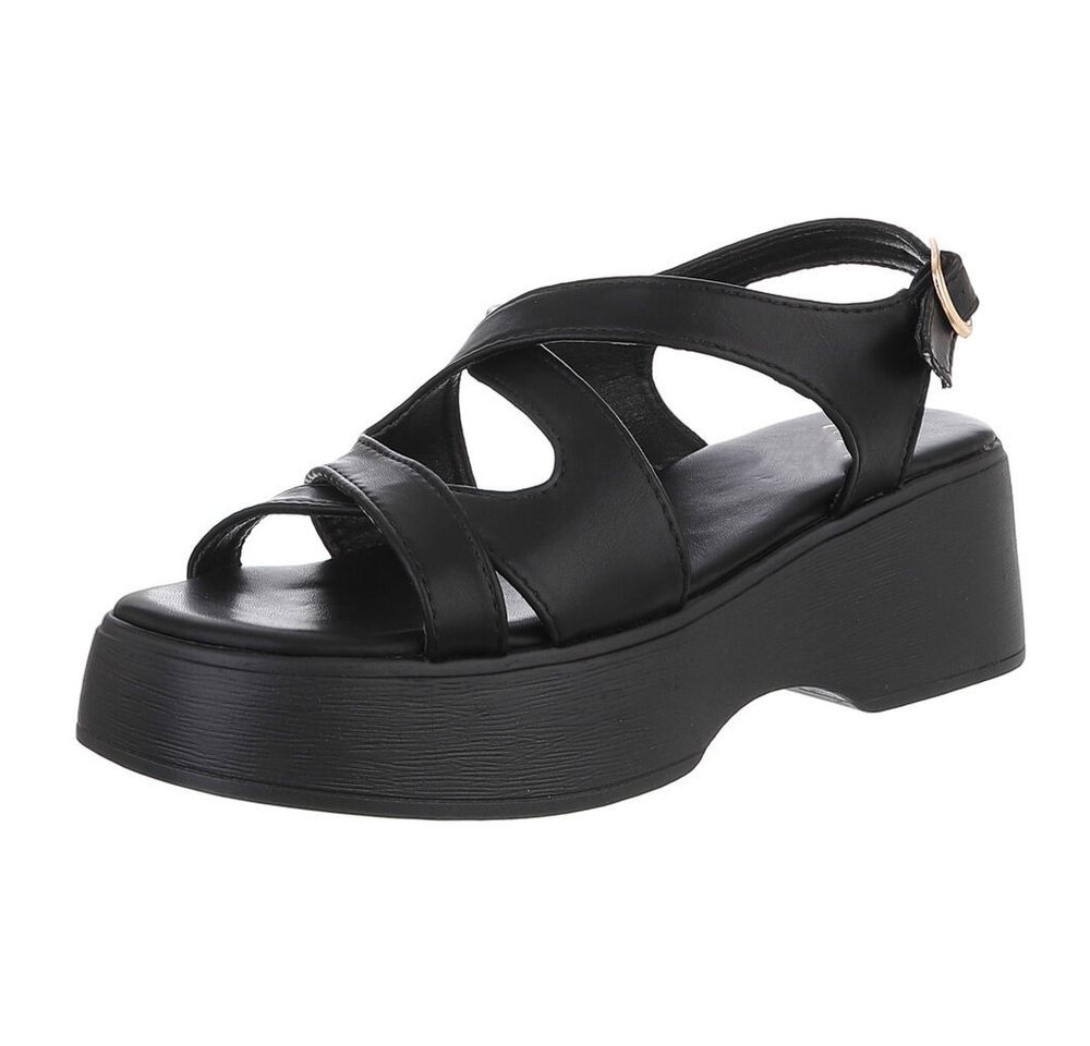 Ital-Design Bequeme Sandalen mit Absatz für Damen im trendigen Design Plateausandaletten (89852478) Blockabsatz Sandalen & Sandaletten in Schwarz
