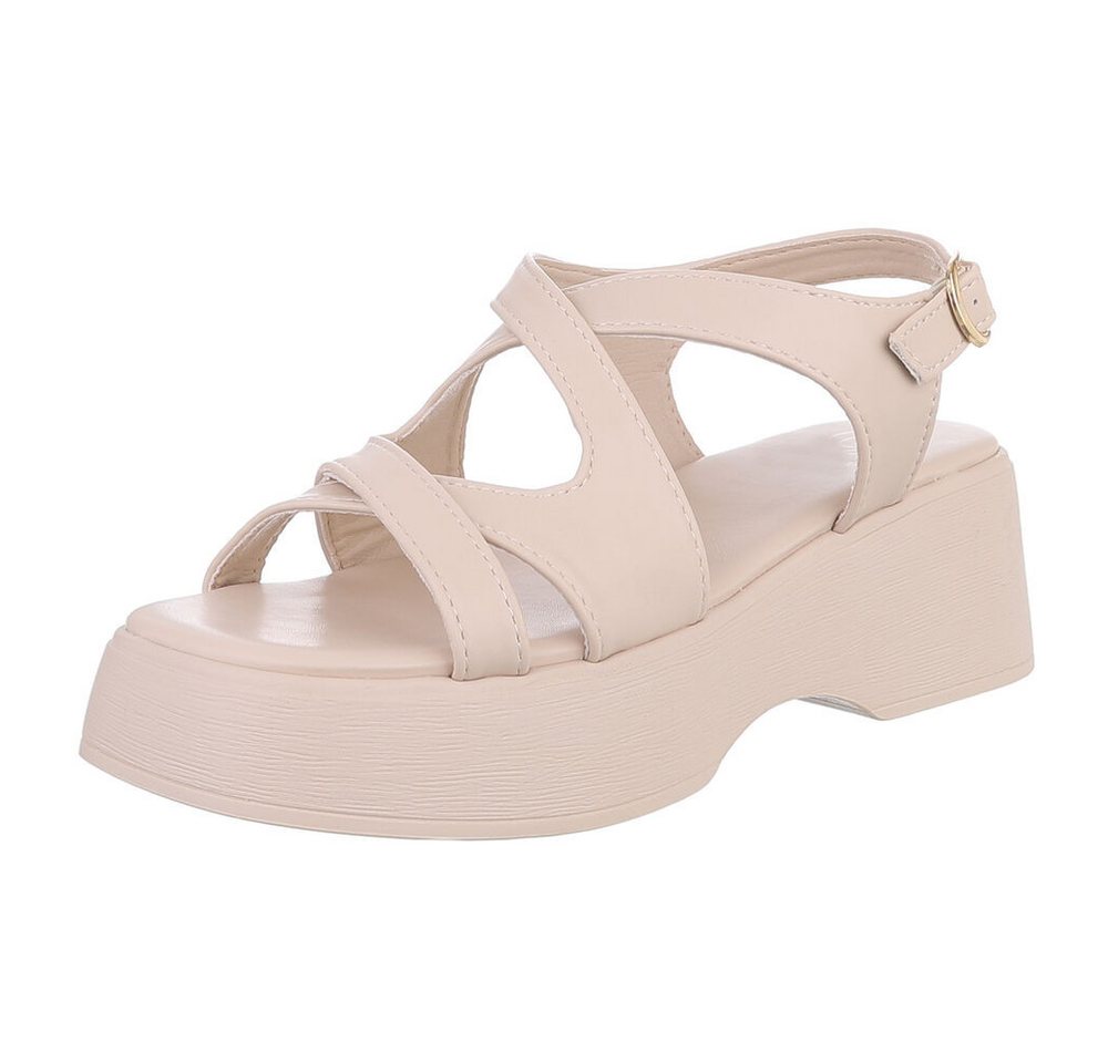 Ital-Design Bequeme Sandalen mit Absatz für Damen im trendigen Design Plateausandaletten (89852483) Blockabsatz Sandalen & Sandaletten in Beige