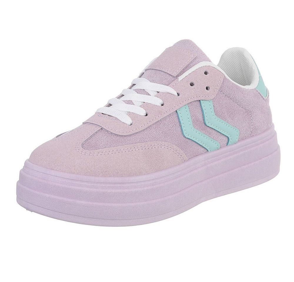 Ital-Design Bequeme Sneaker mit gepolsterter Innensohle für Alltag Sneaker (91261094) Flach Sneakers Low in Lila