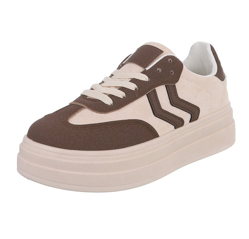 Ital-Design Bequeme Sneaker mit gepolsterter Innensohle für Alltag Sneaker (91261101) Flach Sneakers Low in Braun
