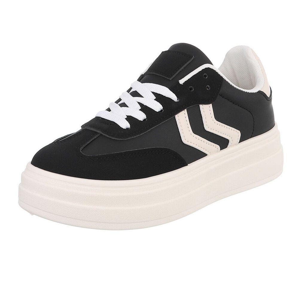 Ital-Design Bequeme Sneaker mit gepolsterter Innensohle für Alltag Sneaker (91261110) Flach Sneakers Low in Schwarz