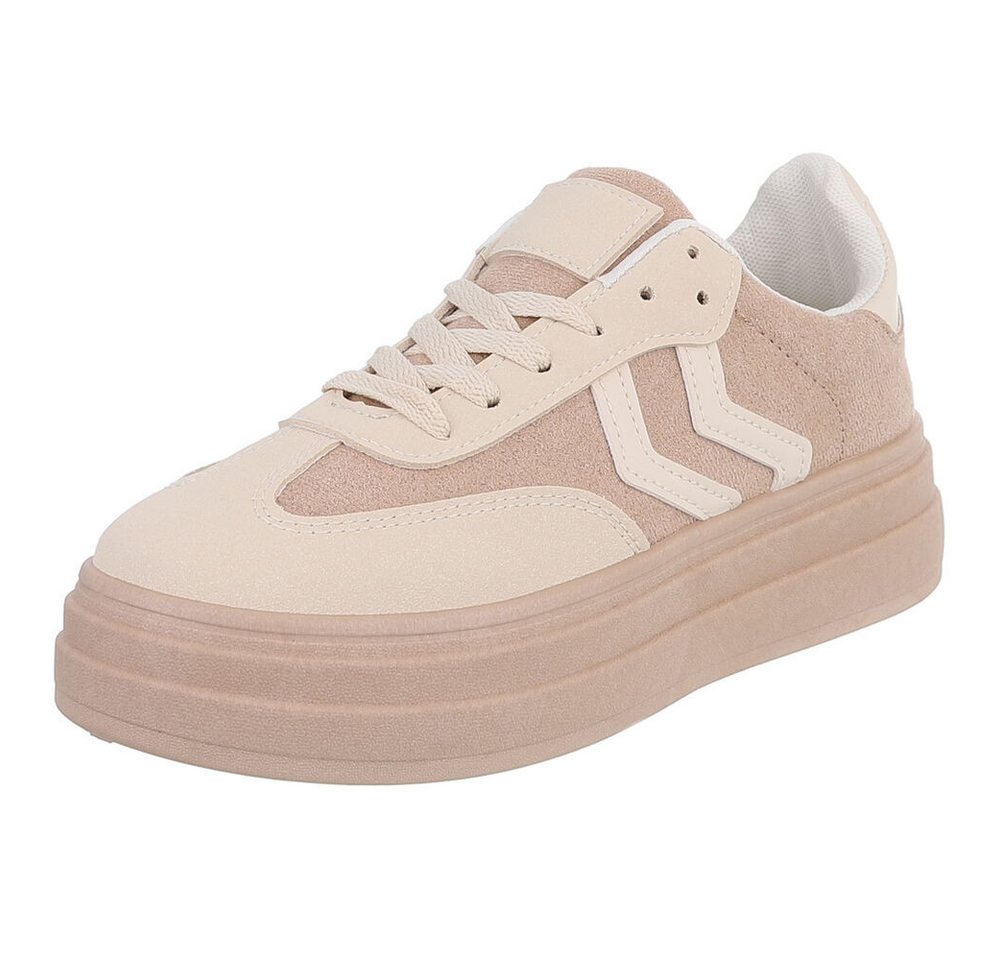 Ital-Design Bequeme Sneaker mit gepolsterter Innensohle für Alltag Sneaker (91261116) Flach Sneakers Low in Beige