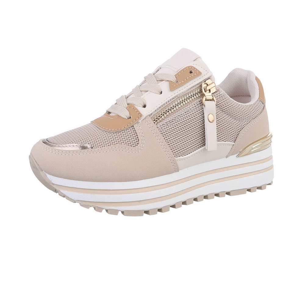 Ital-Design Bequeme Sneakers für Freizeit und Alltag Sneaker (86344916) Keilabsatz/Wedge Sneakers Low in Beige