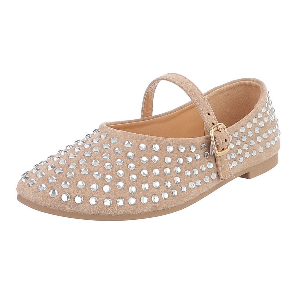 Ital-Design Bequemer Damenschuh mit Dekorativen Details für Freizeit Schnürpumps (91554534) Blockabsatz Riemchenballerinas in Hellbraun