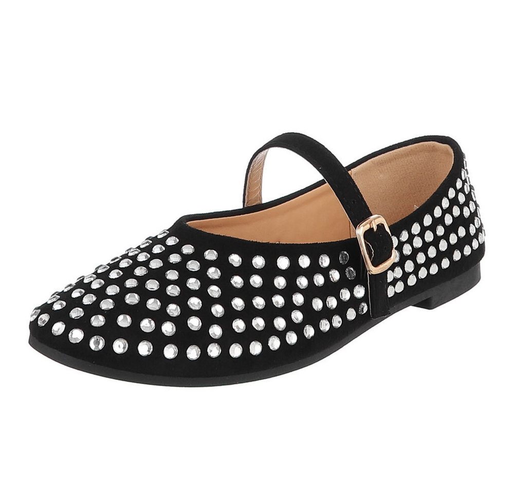 Ital-Design Bequemer Damenschuh mit Dekorativen Details für Freizeit Schnürpumps (91554539) Blockabsatz Riemchenballerinas in Schwarz