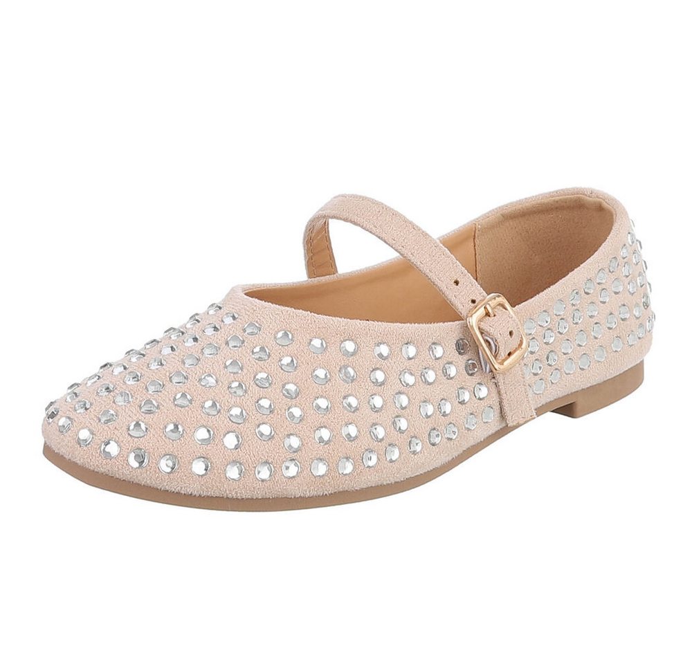 Ital-Design Bequemer Damenschuh mit Dekorativen Details für Freizeit Schnürpumps (91554542) Blockabsatz Riemchenballerinas in Beige