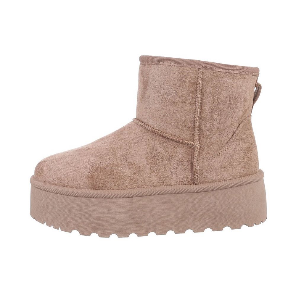 Ital-Design Bequemer Schaftschuh für Damen – stilvoll und warm Snowboots (84206788) Flach Plateaustiefeletten in Hellbraun