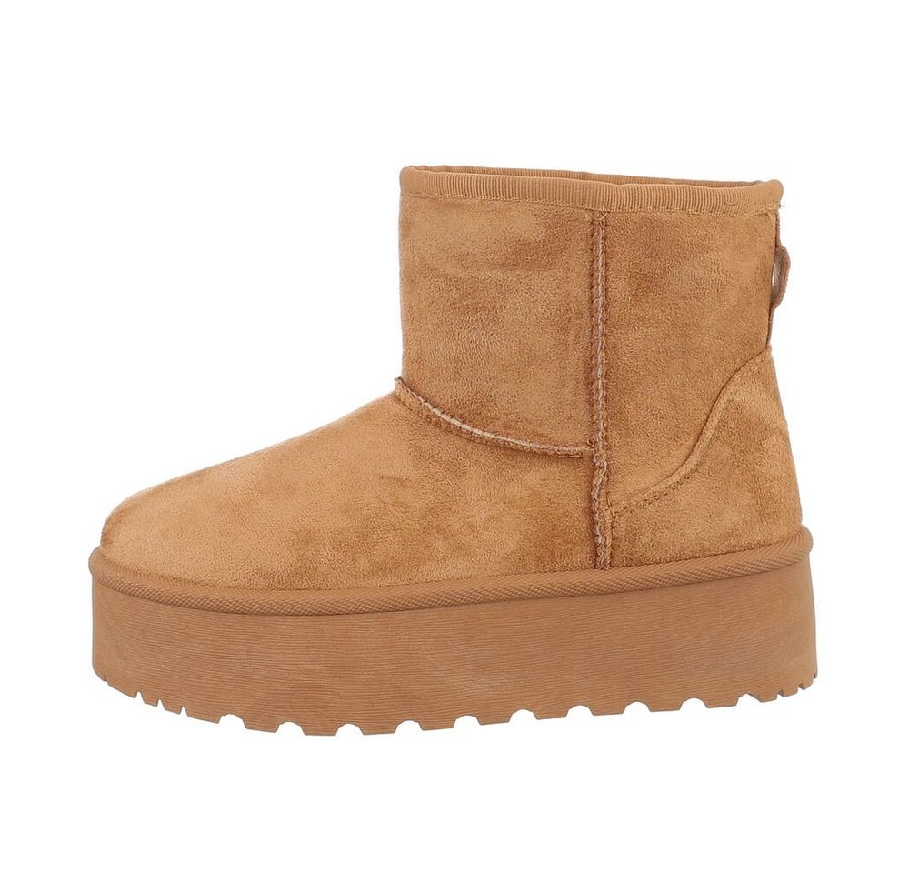 Ital-Design Bequemer Schaftschuh für Damen – stilvoll und warm Snowboots (84206795) Flach Plateaustiefeletten in Camel