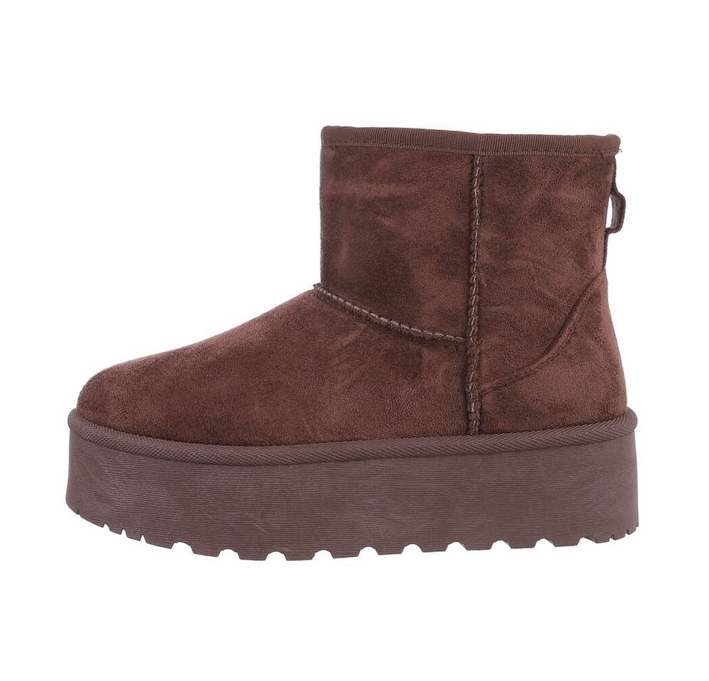 Ital-Design Bequemer Schaftschuh für Damen – stilvoll und warm Snowboots (84456539) Flach Plateaustiefeletten in Braun