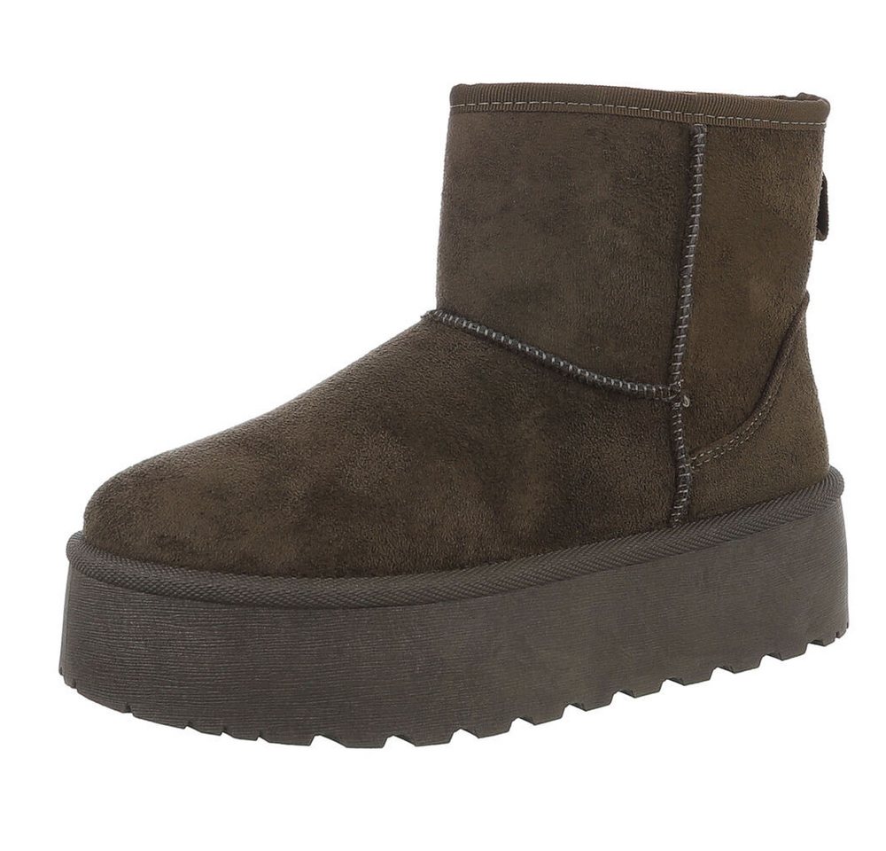Ital-Design Bequemer Schaftschuh für Damen – stilvoll und warm Snowboots (88519495) Flach Stiefeletten in Olive