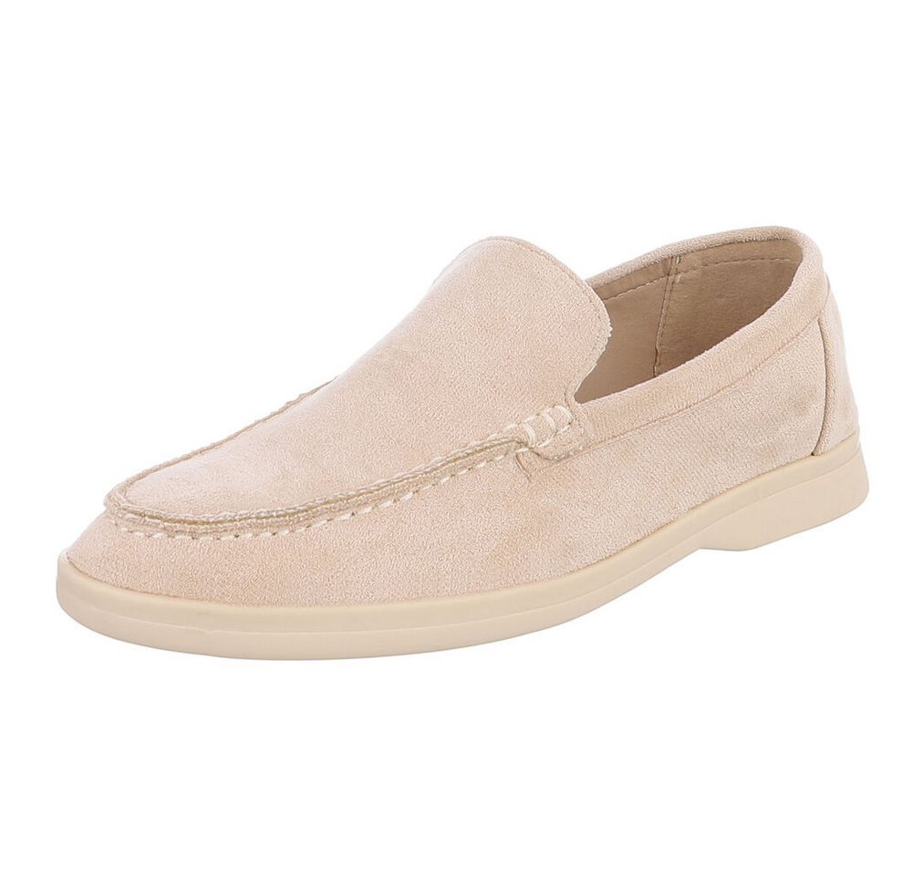 Ital-Design Bequemer Schlupfschuh für Damen mit stilvollem Design Slipper (90927422) Blockabsatz Mokassins in Beige