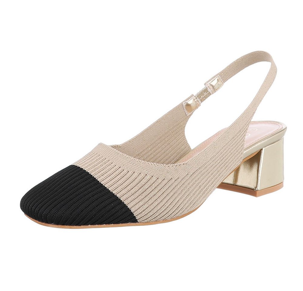 Ital-Design Bequemer Slingback-Pump für stilbewusste Frauen Schnürpumps (89092252) Blockabsatz Pumps in Gold