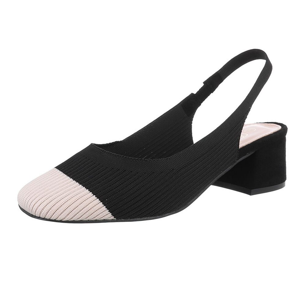 Ital-Design Bequemer Slingback-Pump für stilbewusste Frauen Schnürpumps (89092257) Blockabsatz Pumps in Schwarz