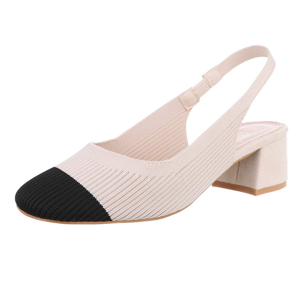 Ital-Design Bequemer Slingback-Pump für stilbewusste Frauen Schnürpumps (89092265) Blockabsatz Pumps in Beige