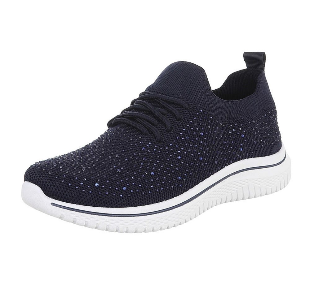 Ital-Design Bequemer Sneakers für Damen mit atmungsaktivem Obermaterial Sneaker (91554400) Flach Sneakers Low in Dunkelblau