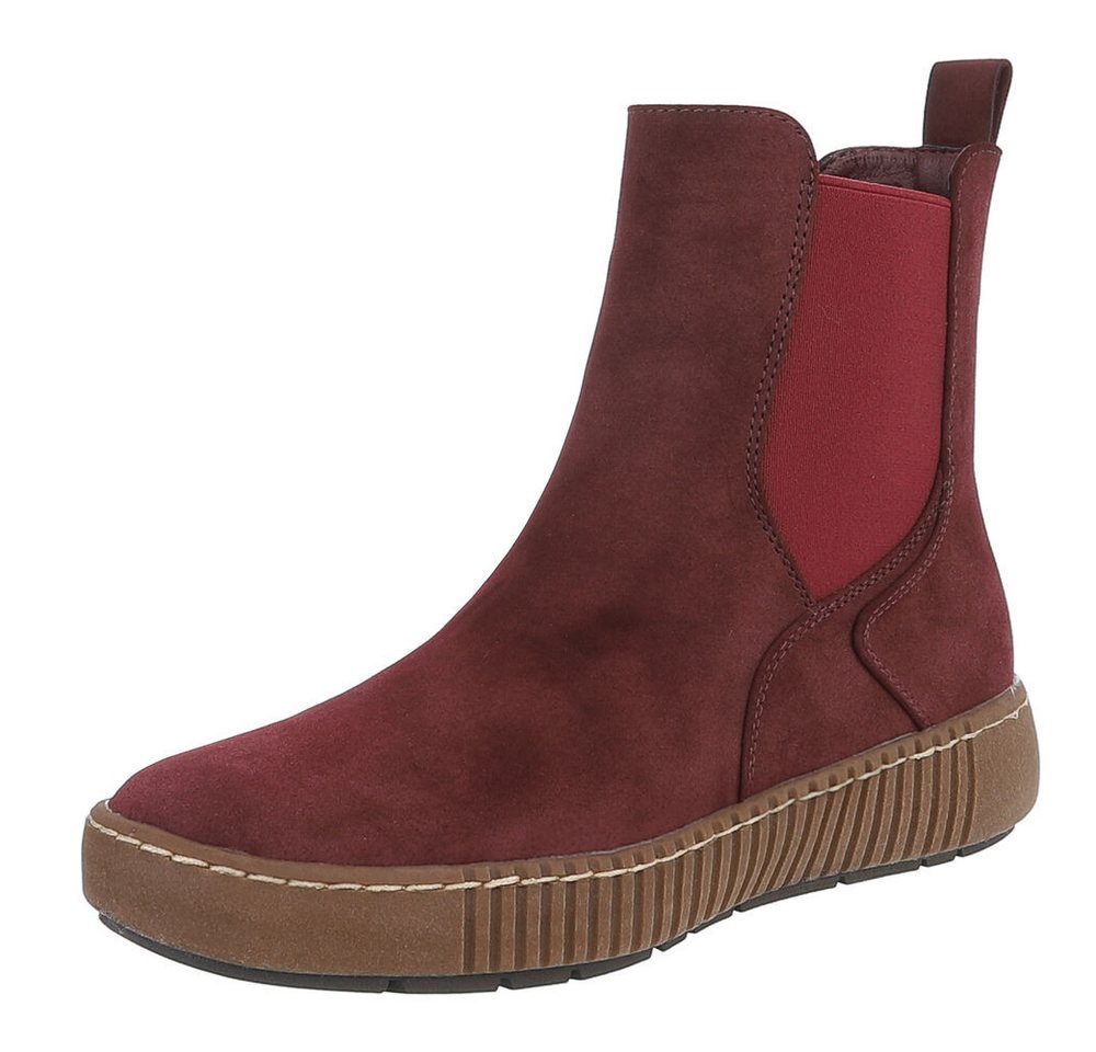 Ital-Design Chelsea-Boots mit elastischen Einsätzen für Damen Stiefelette (90598724) Keilabsatz/Wedge Chelsea Boots in Weinrot