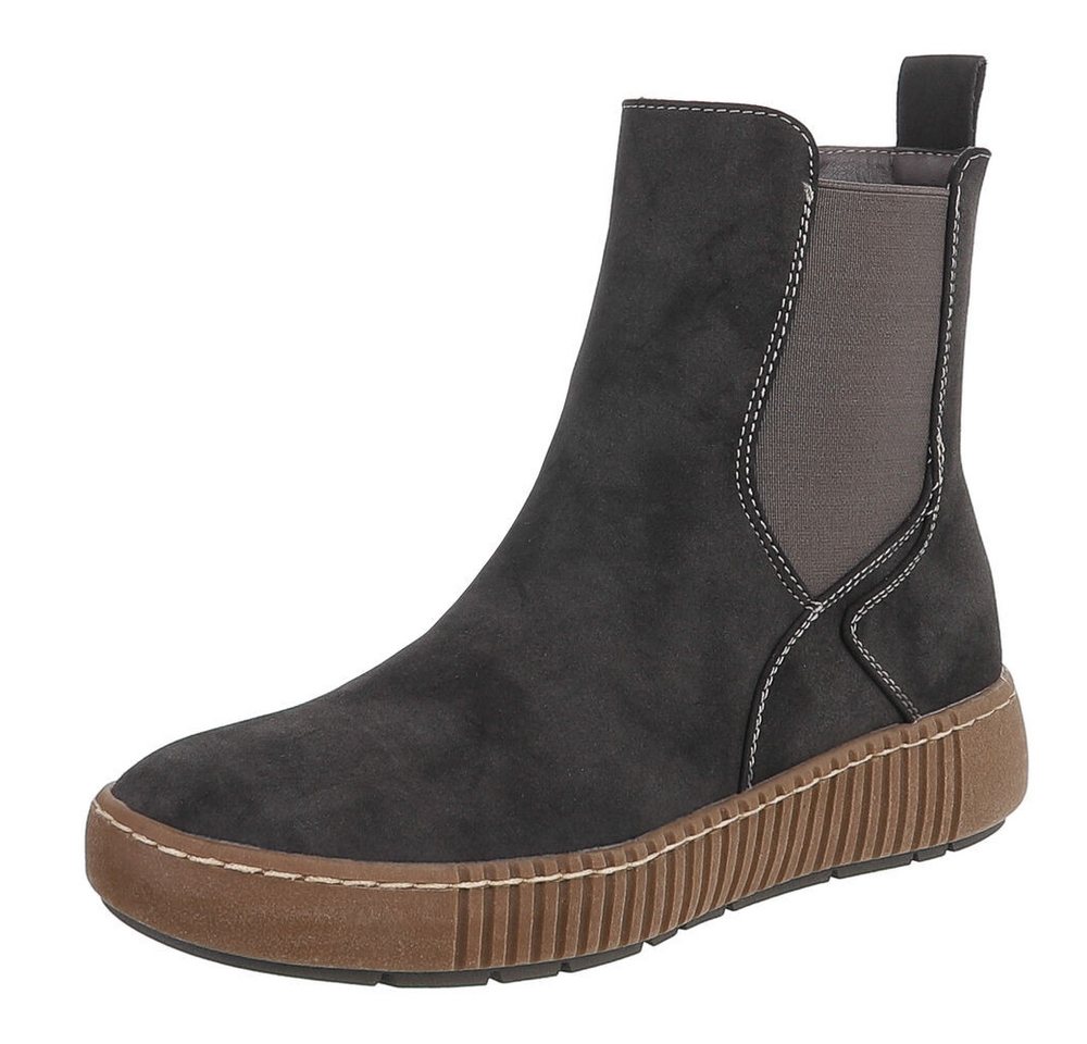 Ital-Design Chelsea-Boots mit elastischen Einsätzen für Damen Stiefelette (90598739) Keilabsatz/Wedge Chelsea Boots in Grau