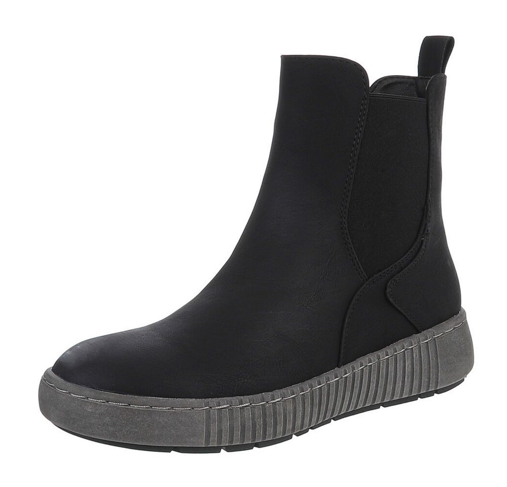 Ital-Design Chelsea-Boots mit elastischen Einsätzen für Damen Stiefelette (90598743) Keilabsatz/Wedge Chelsea Boots in Schwarz